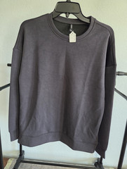 LazyPants Women’s Gray Crew Neck Pullover Sweatshirt Long Sleeve Stretch S