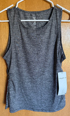 Layer 8 Ruched Tank Top NWT Women’s Sz Medium Washed Gray Fitted Flattering