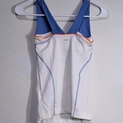 Adidas Women White Blue Orange ATS Performance Tank Top Built-in Bra XS NEW