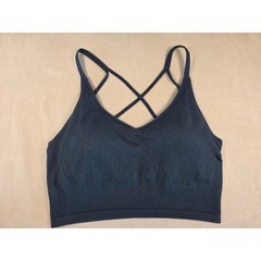 Lemon Blue Ribbed Strappy Crisscross Back Bralette Crop XL festival coachella