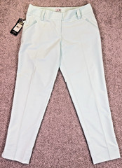 Adidas Contrast Golf Pants Womens 6 Green/White Cropped Pockets Lightweight NWT