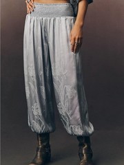 NWT By Anthropologie Jacquard Balloon Pants in Misty Blue Size Large