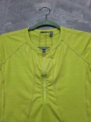 Athleta Intrepid Cap Sleeve Front Zip Top S Lime Green Sun Shield UPF 50