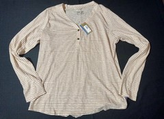 Patagonia Womens Mainstay Henley Shirt Bumble Bee Stripe Natural NWT