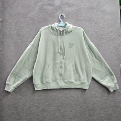 PINK Victoria’s Secret Women Hoodie L Green Embroidered Zipper Drawstring Long