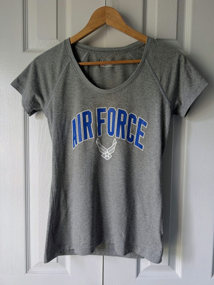Air Force Under Armour T Shirt Womens Gray USAF Semi Fitted Logo Short Sleeve SM