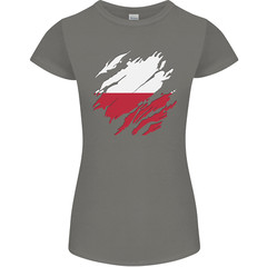 Torn Poland Flag Polish Day Football Womens Petite Cut T-Shirt