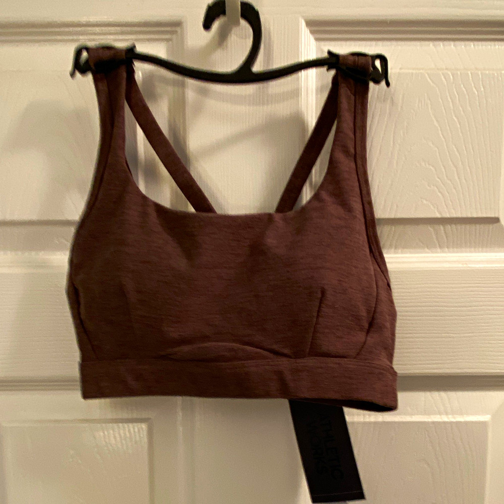 Athletic Works Wireless Pullover Crossback Sports Bra Brown XS