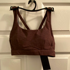 Athletic Works Wireless Pullover Crossback Sports Bra Brown XS