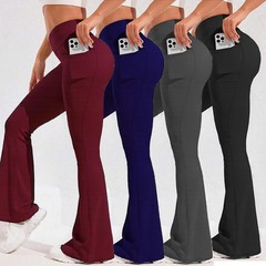 ​​High Waist Flare Leg Yoga Pants Women with Pocket Push Up Butt Running Tights