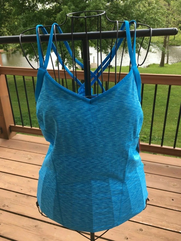 North Face Tank Top Dahlia Quill Blue Fitness Activewear UPF 50 Womens $50