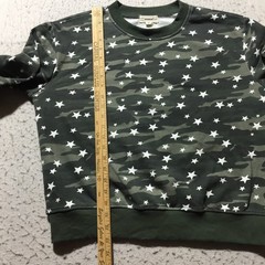 Jak & Rae Sweatshirt Womens M Medium Gray Camouflage White Stars Crew Long Slv