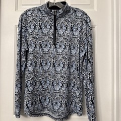 San Soleil Fleur de Lis Long Sleeve Quarter Zip UPF 50 Golf Equestrian Sun Shirt