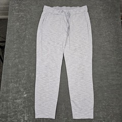 Lululemon Jogger Pants Womens 8 Gray Striped Tapered Elastic Waist Pockets Yoga