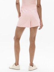 ATHLETA FOREVER FLEECE MID RISE 4” SHORT IN PINK SAND SZ M NEW WITH TAGS