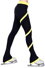 Ice Figure Skating Polar Fleece Spiral Trousers Leggings Pants – Yellow