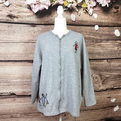 Fruit of the Loom Women’s Cotton Solid Gray Embroidered Zip Up Sweatshirt