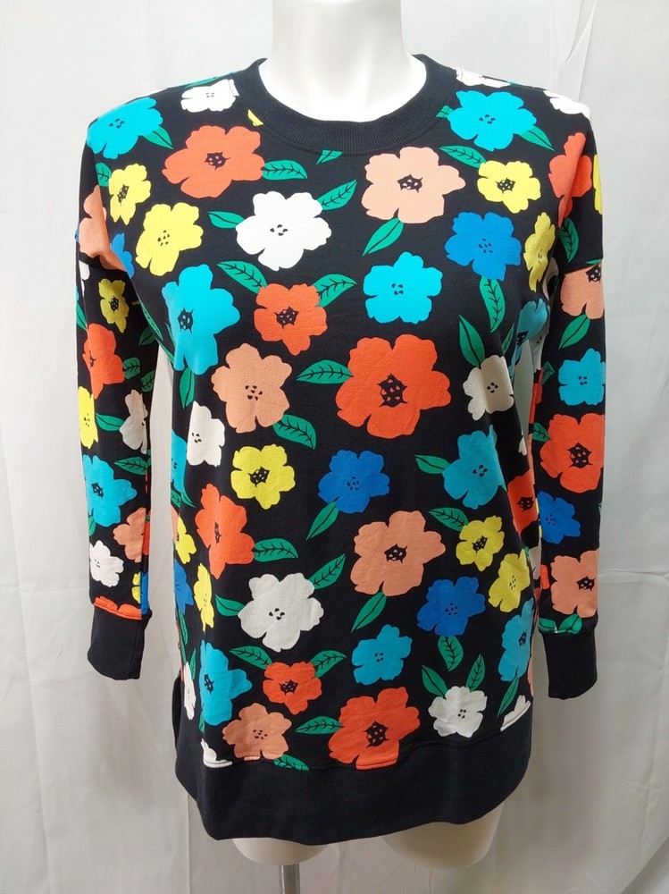 LuLaRoe M Black/Multicolor Floral HANNAH Crew Neck Oversized Sweatshirt#L146
