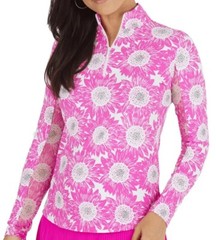NWT Ladies IBKUL RUTHIE HOT PINK Long Sleeve Mock Golf Shirt XS S M L XL XXL