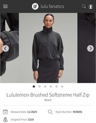 NWT Lululemon Brushed Softstreme Half Zip Black BLK Size 4