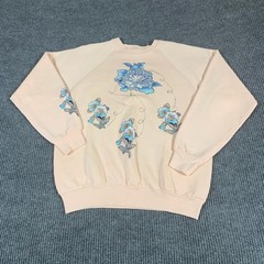 Vintage Fruit of the Loom Sweatshirt Womens Large Floral Embroidered 90s USA