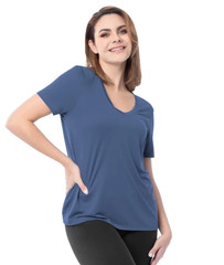 Athletic Works Women’s size XS 0-2 Active Texture Knit V-Neck Tee London Blue