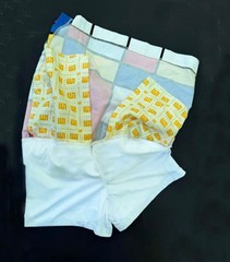 Loudmouth Ladies Mondrian Graphic Pattern Red White Yellow, Blue Cotton Skorts S