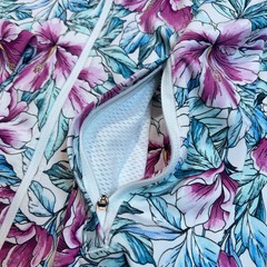 Tommy Bahama Active Jacket Womens XS White Floral Zip Up Thumbhole Athleisure