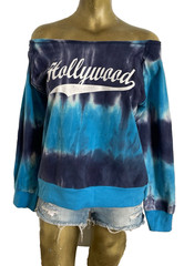 Unique Tie Dye HOLLYWOOD On or OFF the SHOULDER Slouchy SWEATSHIRT Medium