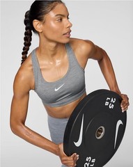 New Nike Women’s Swoosh Sports Bra Medium Support Grey/White DX6821-086 MEDIUM