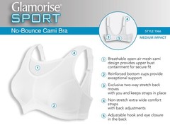 Glamorise No‑Bounce Cami Sports Bra • Wirefree Wicking Full Figure 44G Blue NIP