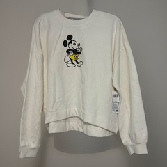 Disney Parks Genuine Mousewear White pullover crop style Sweatshirt SZ Med NWT