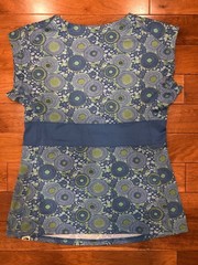 The North Face Cap Sleeve Activewear Blue & Lime Green Stretch Comfort Top Sz M