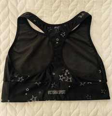 Victoria’s Secret Women’s Sports Bra Size M Black Racer Back W/ Sparkly Stars