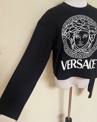 NWT Versace Medusa Tribute Black Logo Graphic Crewneck Sweatshirt 42 US 6 $1150