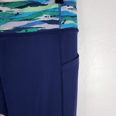 Lululemon Pants Women’s 8 Blue Colorful Trim Workout Activewear Crop Leggings