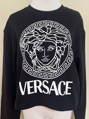 NWT Versace Medusa Tribute Black Logo Graphic Crewneck Sweatshirt 42 US 6 $1150