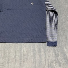 Lauren Ralph Lauren Quilted Sweatshirt Women Large Blue Striped Jersey Knit Logo