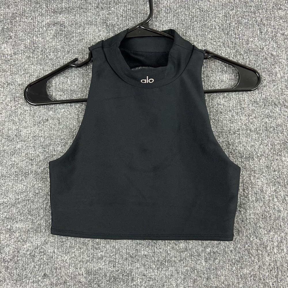 Alo Yoga Top Womens XS Airlift Fuse Bra Tank Black High Neck Tank Crop Athletic