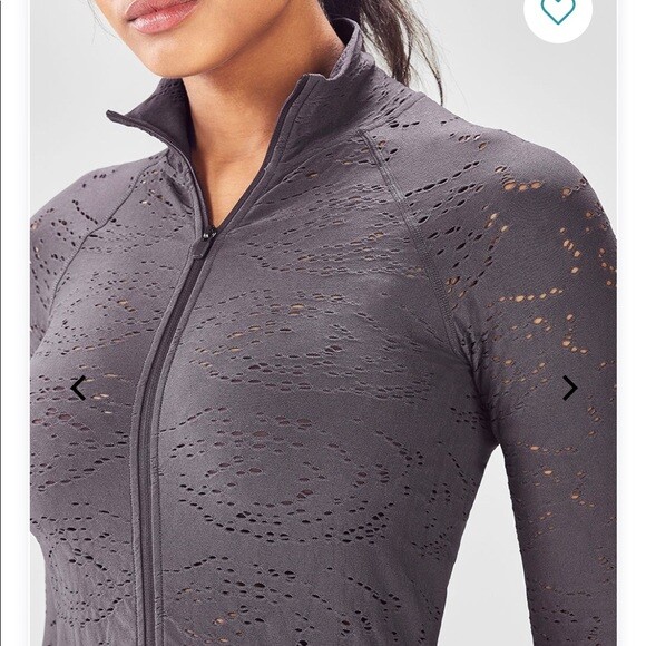 Fabletics Womens Luciana Iron Long Sleeve Zip Up Jacket Floral Jacquard Size XS