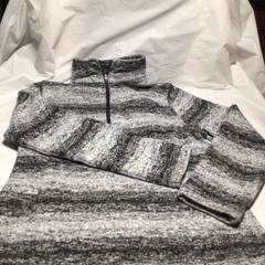 Lands End Women’s Fleece 1/4 Zip Pullover Black White Heathered Size S (6-8)