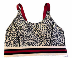 Mono B Women’s Leopard Print Sports Bra L White/Black/Red Medium Support