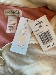 NWT L*Space Best Life Crop Pullover Half Zip Pockets Terry Cloth Pink Cream XS