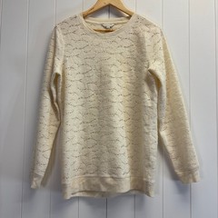 Lucky Brand Womens Boho Chic Minimalist Semi Sheer Sweatshirt Size S Neutral