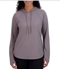 Sage Collective Women’s Gray Hoodie M, Thumbholes, Ribbed 4-Way Stretch Pullover