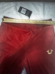True Religion Classic Velour Straight Leg Pants Red Dahlia S Drawstring