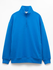 New Athleta M Forever Fleece 1/4 Zip Sweatshirt Breaker Blue Medium Regular