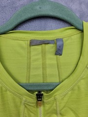 Athleta Intrepid Cap Sleeve Front Zip Top S Lime Green Sun Shield UPF 50