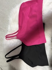 2-Pack Seamless Wireless Sports Bras Pullover Solid Pink & Black