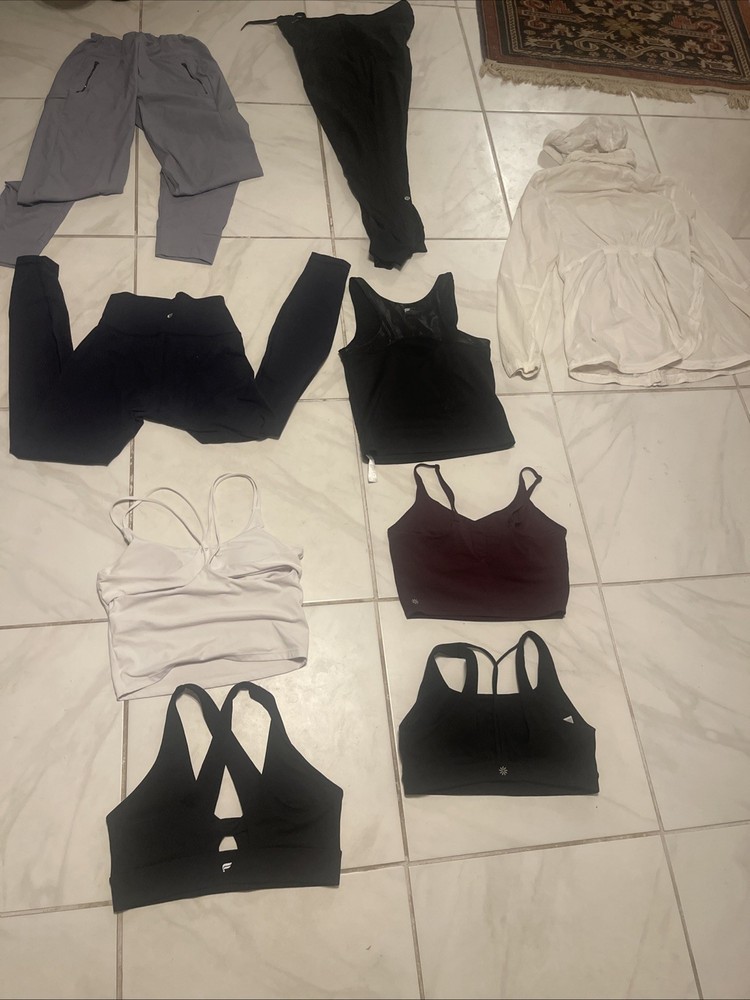 Lot Of Lululemon Athleta Fabletics Bundle Of 9 Items Bras Tops Pants Various Sz